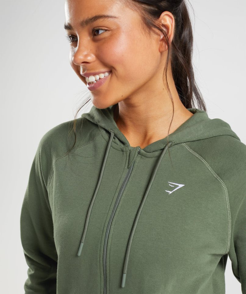 Women's Gymshark Training Zip Hoodie Olive | NZ 5SWFKJ